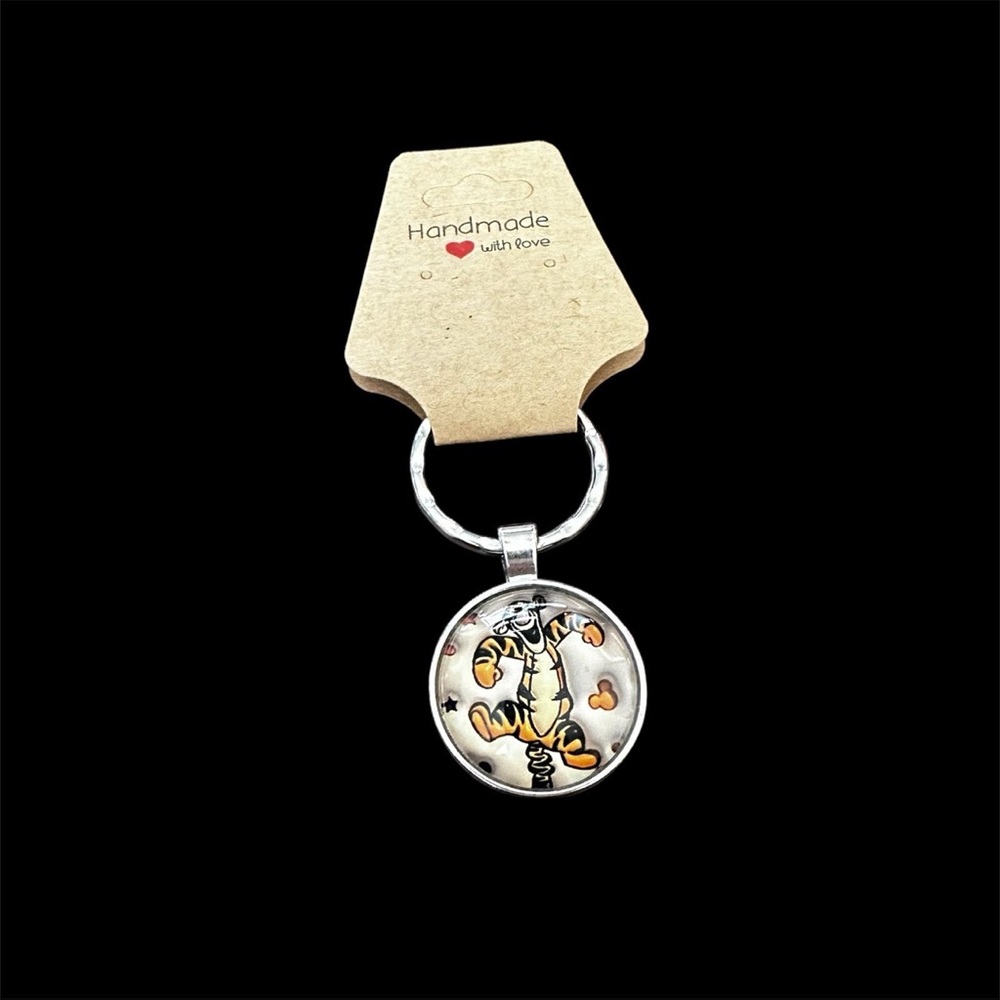 Handmade Silver and Orange tigger Keychain